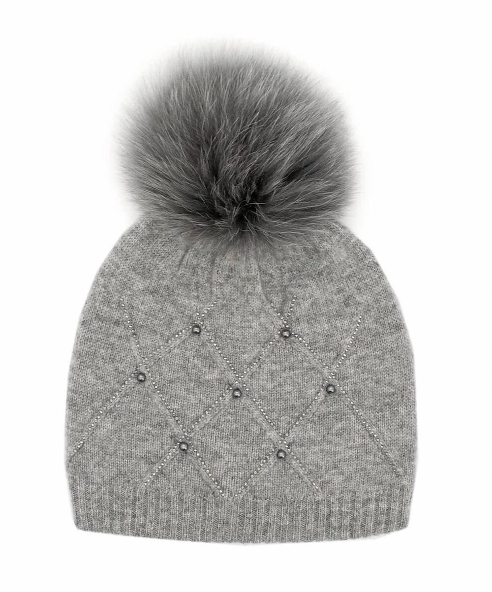 NEW MITCHIE'S MATCHINGS diamond weave knit hat in grey